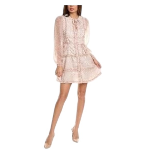 RACHEL PARCELL LEOPARD PRINT LACE SLEEVE RUFFLE MINI DRESS. Size XXL. - Picture 1 of 14